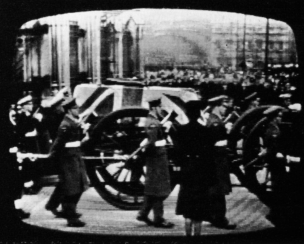 Tele-snap of the coffin on a gun carriage